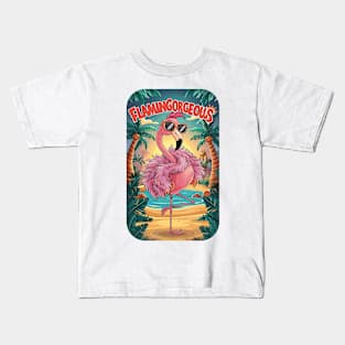 FLAMINGORGEOUS standing pink flamingo cartoon Kids T-Shirt